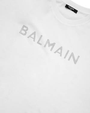 T-SHIRT BALMAIN BU8Q51 WHITE/SILVER-2-mini