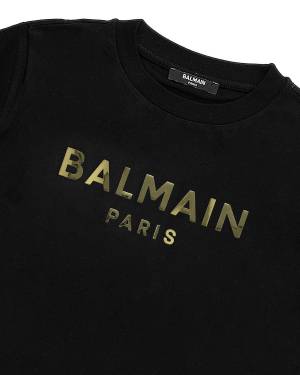 T-SHIRT BALMAIN BU8Q91 BLACK/GOLD-2-mini