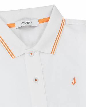 POLO JECKERSON J3808 BIANCO/ARANCIO FLUO'-2-mini