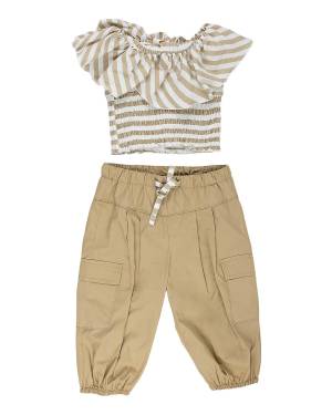 COMPLETO MEILISA BAI FL5664 RIGHE BEIGE