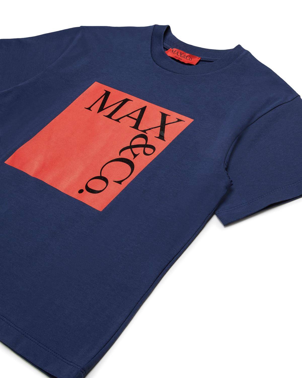 T-SHIRT MAX&CO MX0005 MOOD INDIGO + PRINT RED AND BLACK-1
