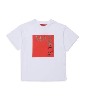 T-SHIRT MAX&CO MX0005 WHITE + PRINT RED AND BLACK